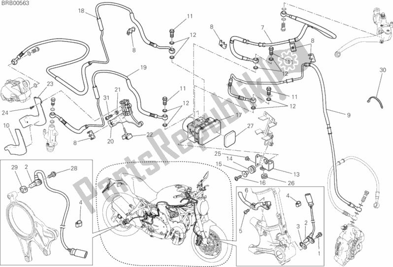 All parts for the Antilock Braking System (abs) of the Ducati Monster 1200 S USA 2020